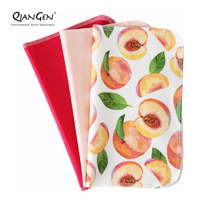 QianGen Fruit Series 10 x 12" Cloth Paper Towels - Vibrant Washable & Reusable Paper Towel | Eco-Friendly Unpaper Towels Roll for Kitchen - 24 count roll
