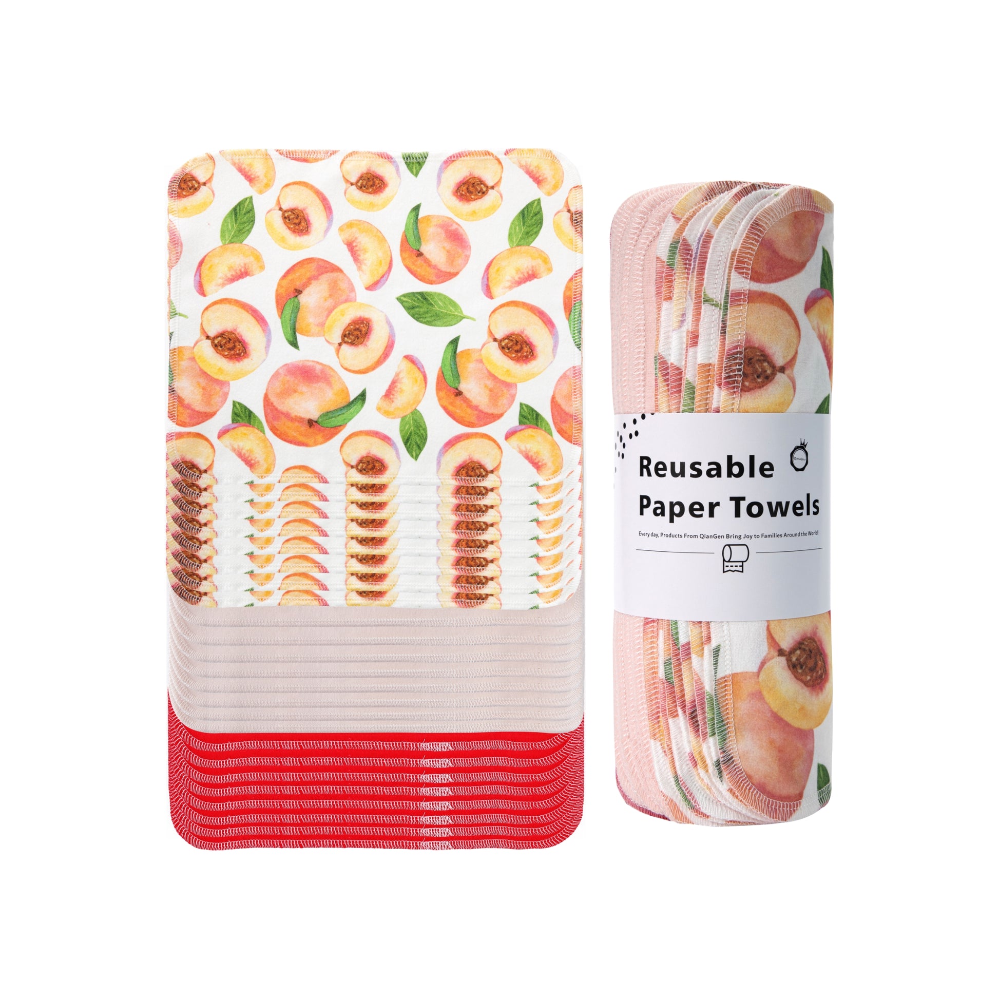 Peach fruit pattern cloth napkins soft pink orange sweet decor