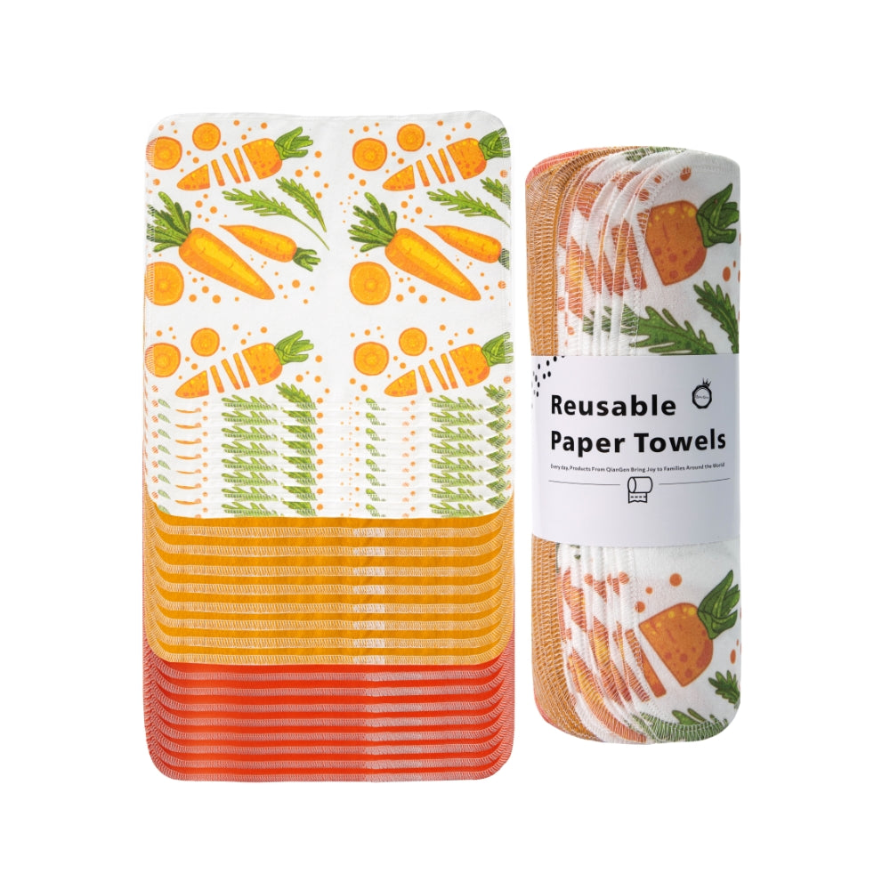 Carrot vegetable print reusable towels spring easter bunny decor
