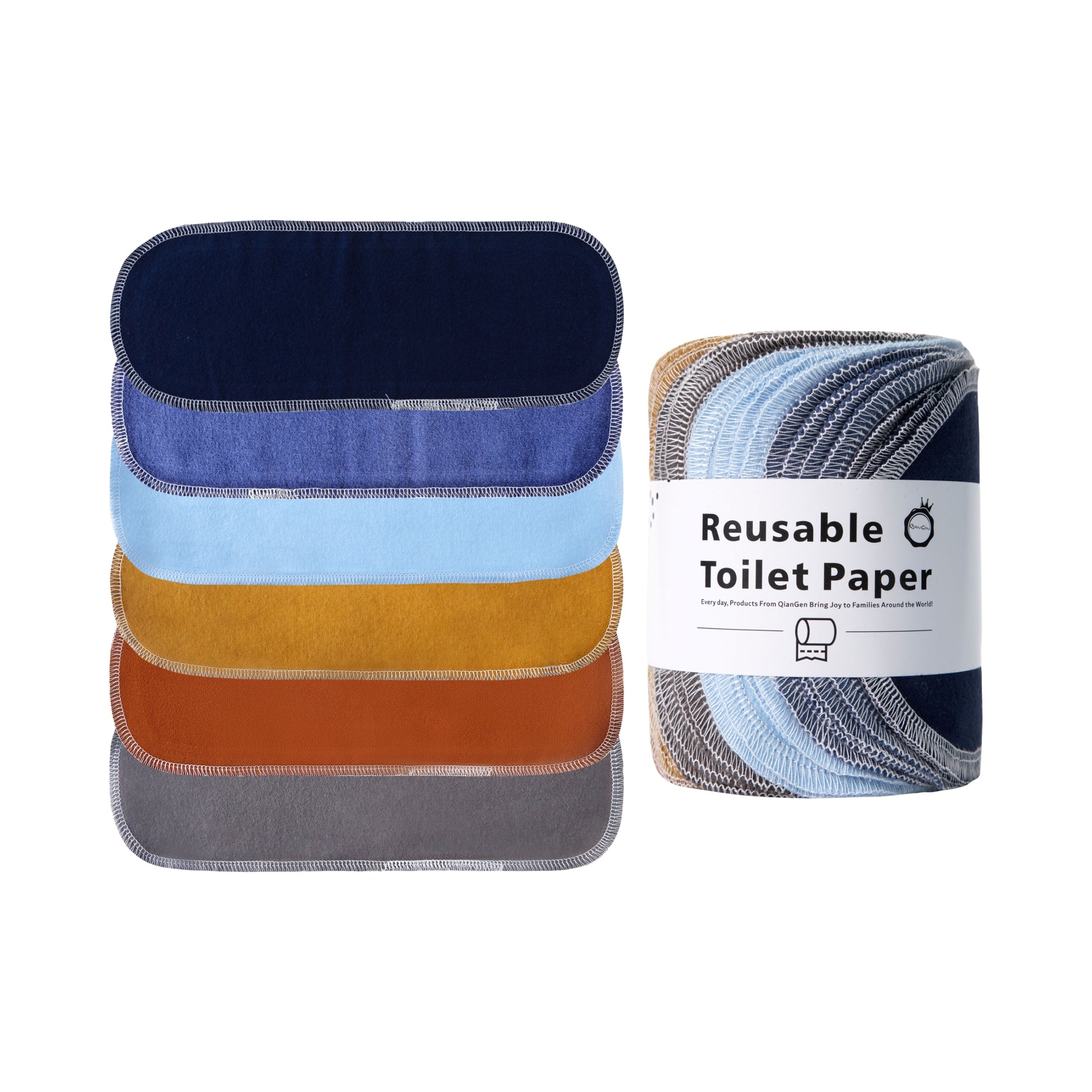 Arctic blue gradient reusable toilet paper roll for bidet drying soft flannel