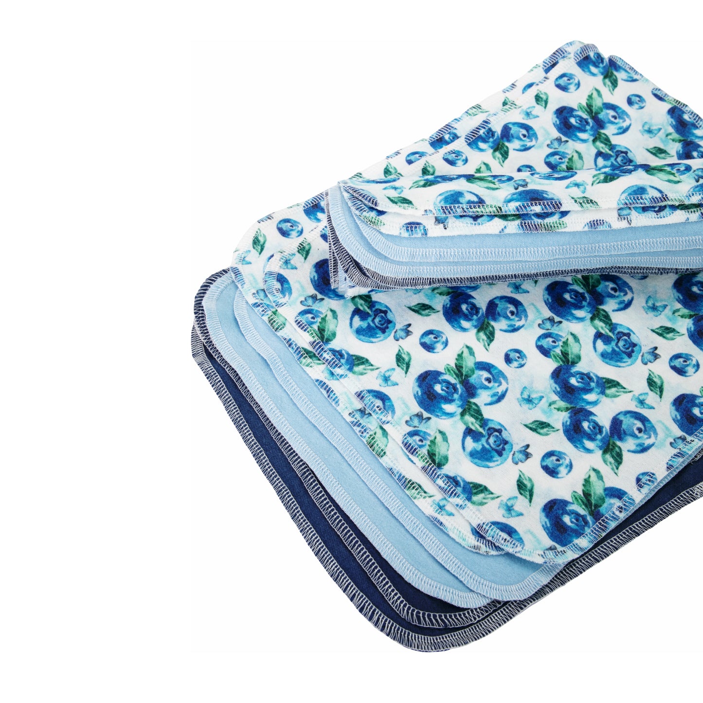 Blueberry pattern unpaper towels stacked detail view fresh breakfast theme