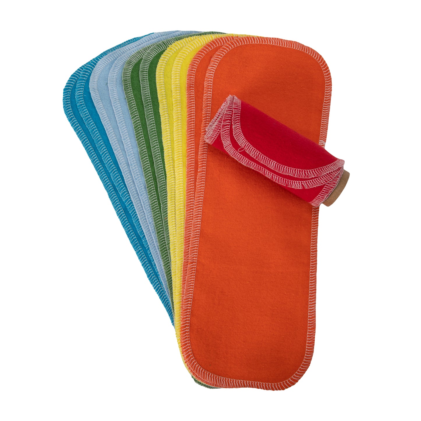 Fan fold display of bright rainbow cotton flannel family cloth