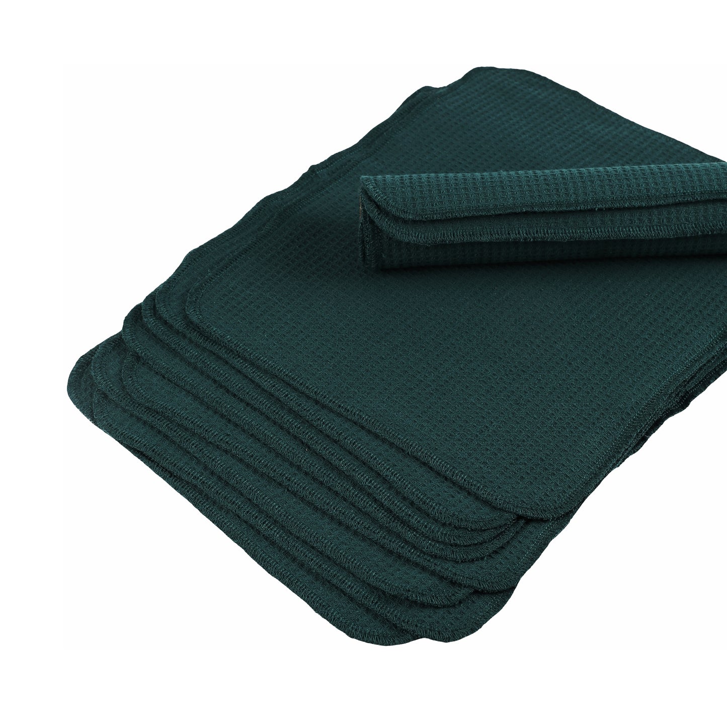 Folded dark green cotton cleaning cloths sustainable living