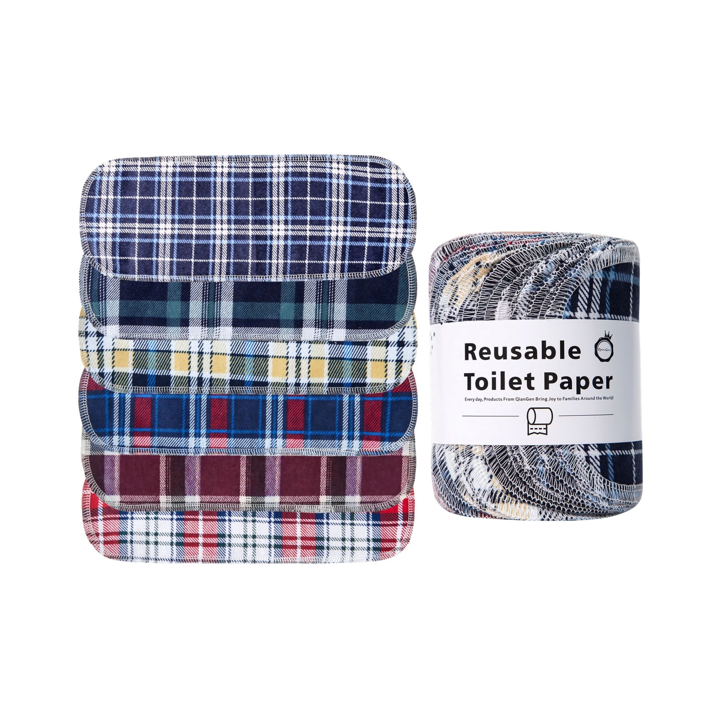 English Scottish plaid pattern reusable toilet paper roll rustic bathroom