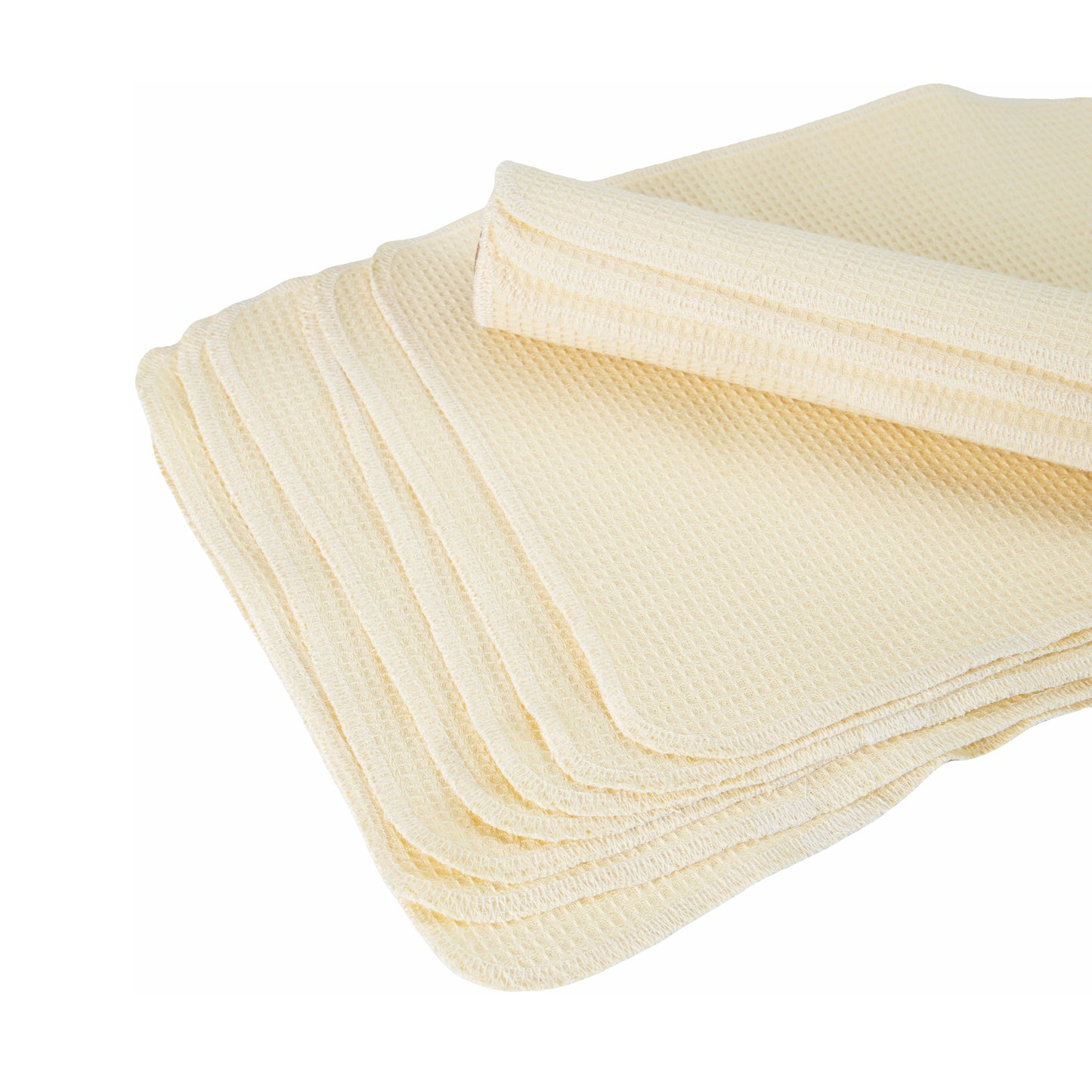 Folded stack of light beige cotton wipes earth tone decor
