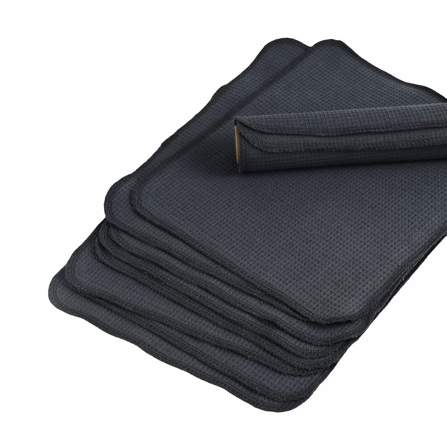 Folded heavyweight dark gray cotton napkins industrial style