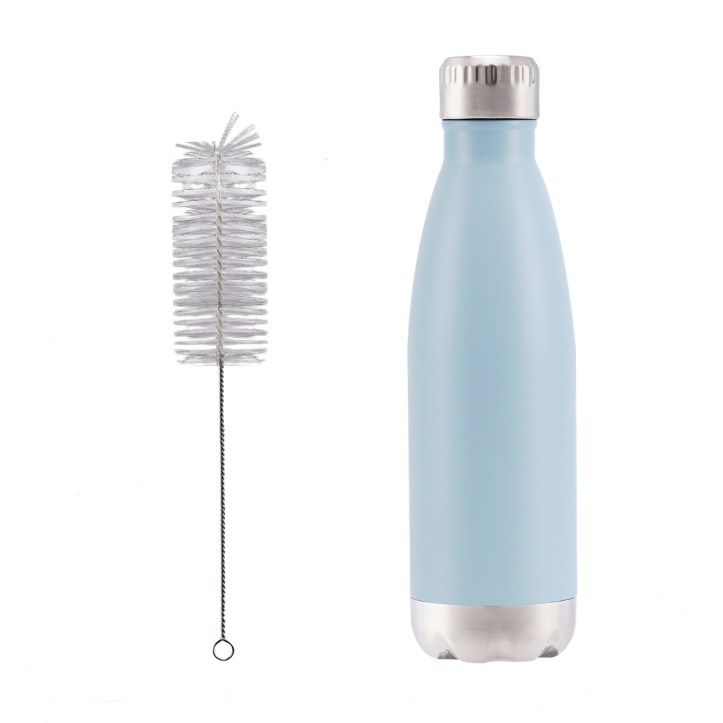 Ice blue soft touch powder coated water bottle vacuum insulated