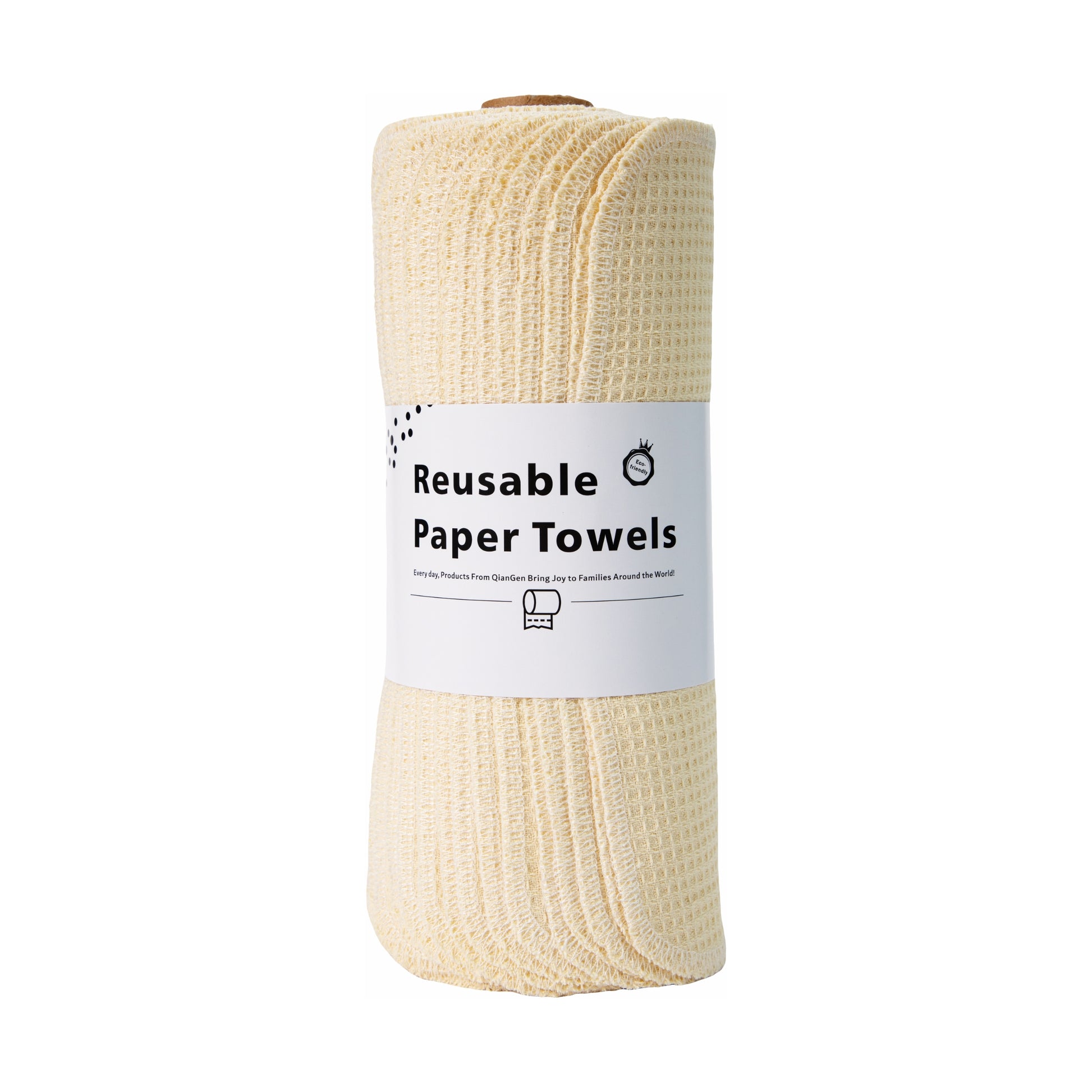 Light beige neutral tone kitchen roll towels waffle knit