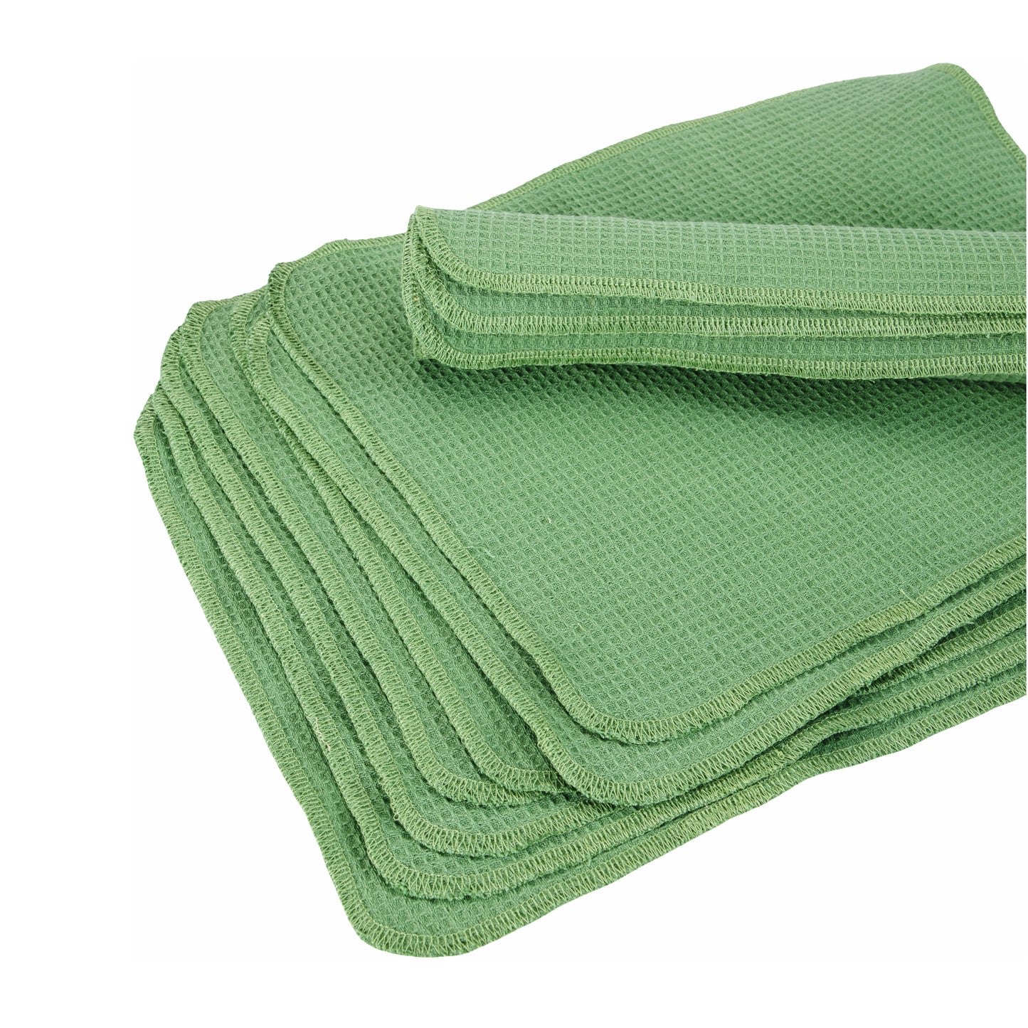 Stacked slate green waffle napkins texture detail