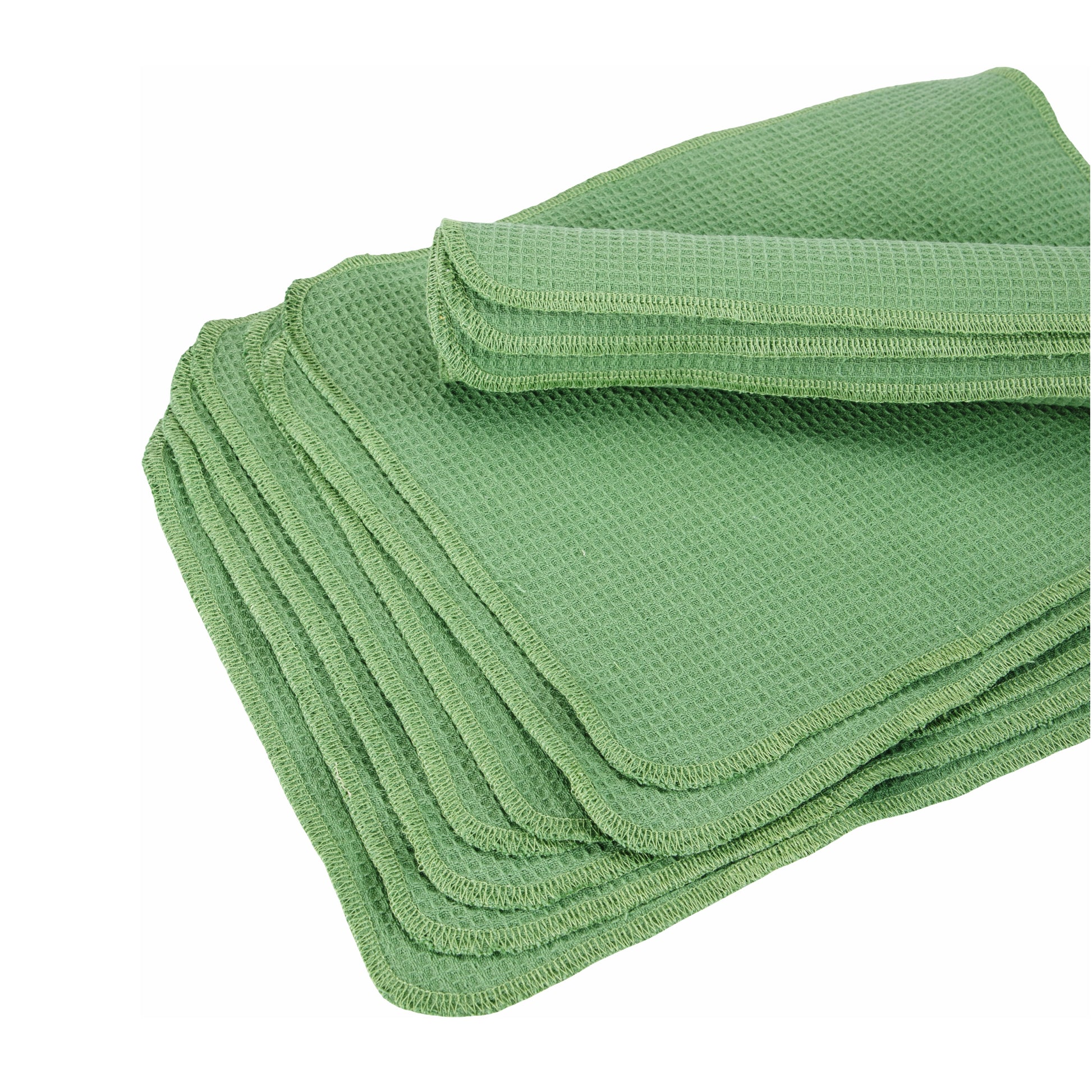 Stacked slate green waffle napkins texture detail
