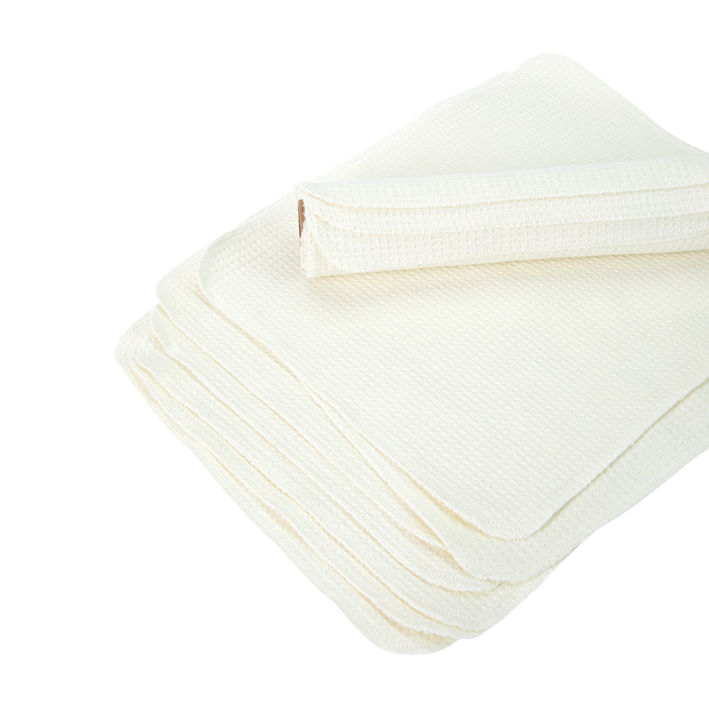 Soft ivory waffle weave napkins stacked eco friendly cleaning