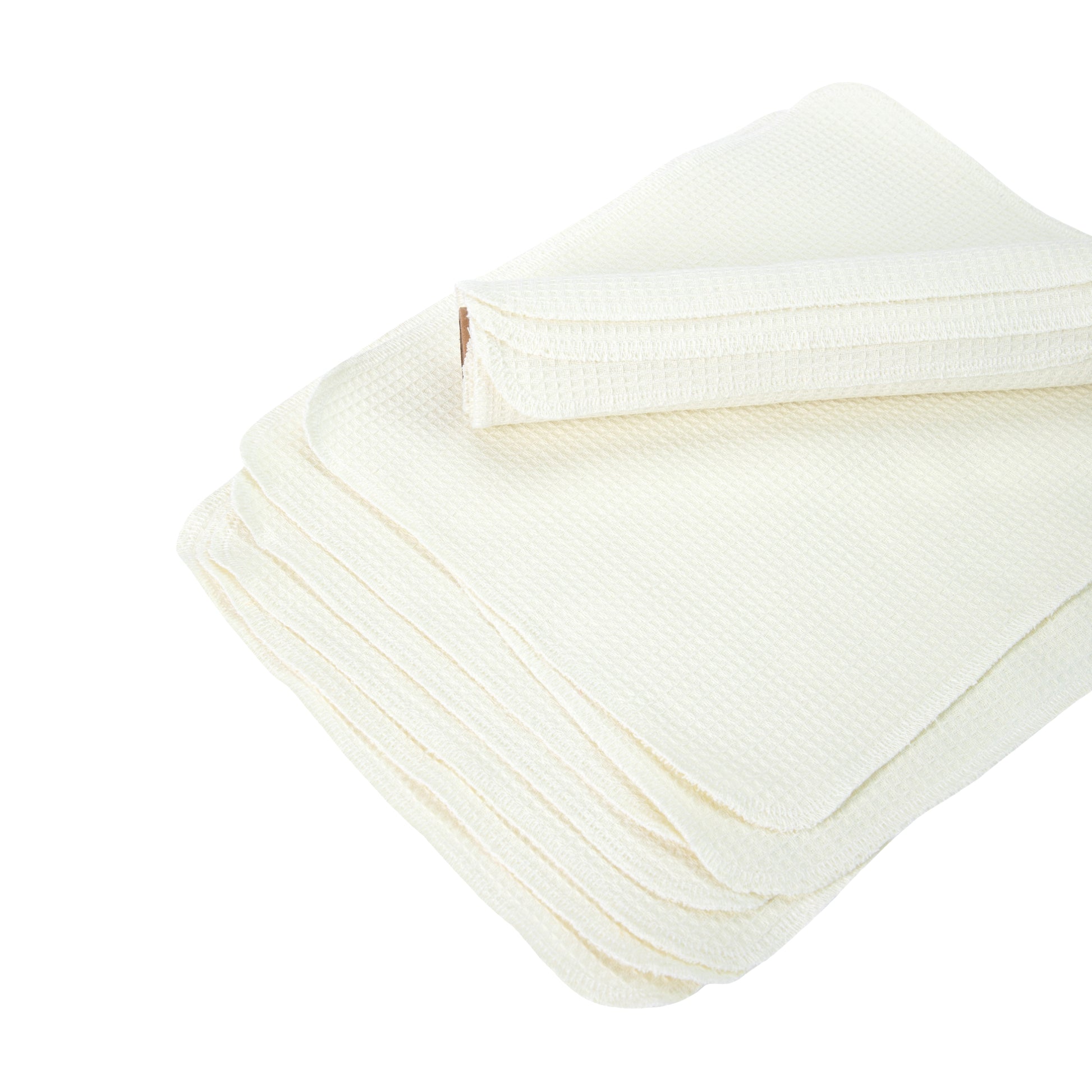 Soft ivory waffle weave napkins stacked eco friendly cleaning