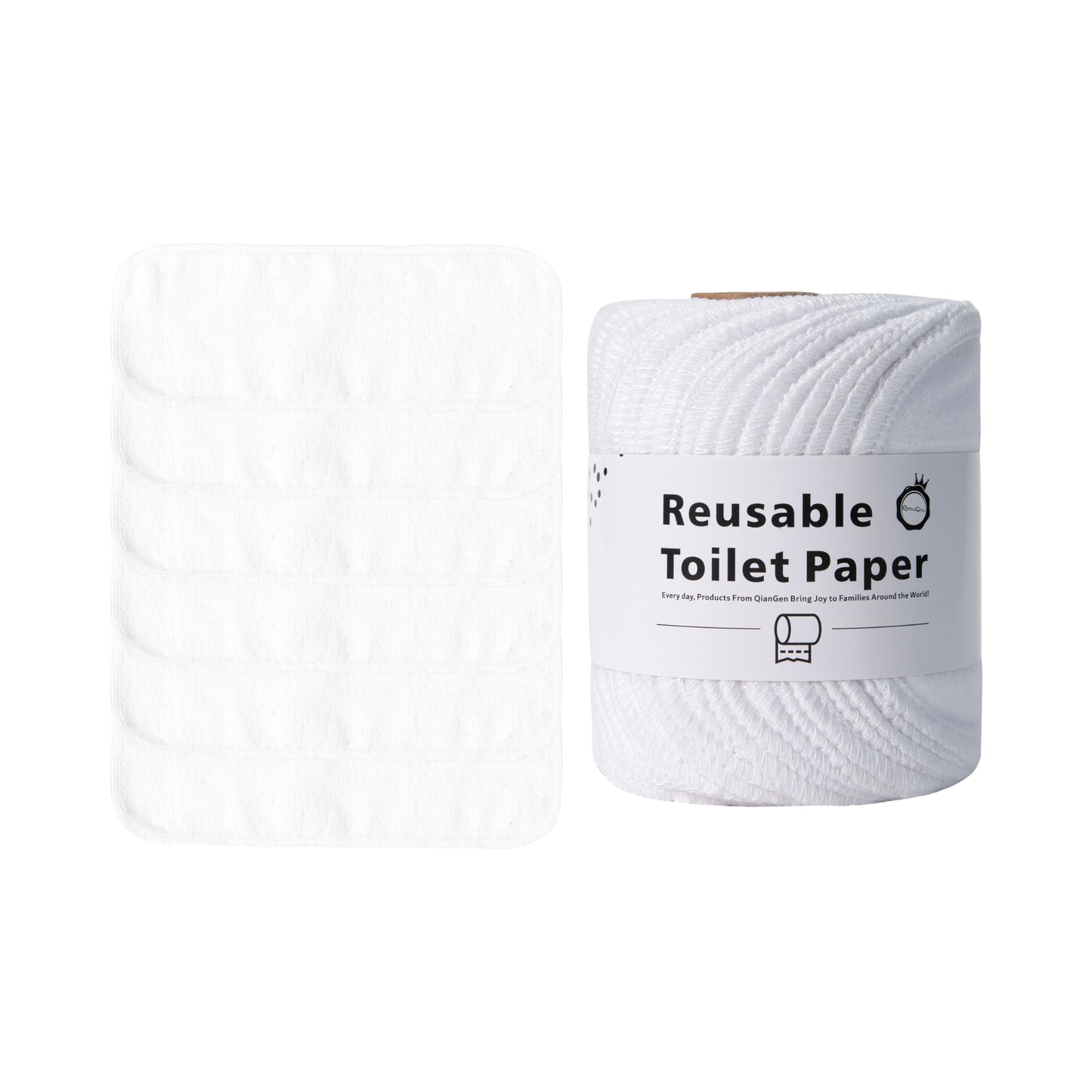 Pure white reusable toilet paper roll bleach safe cotton hygienic