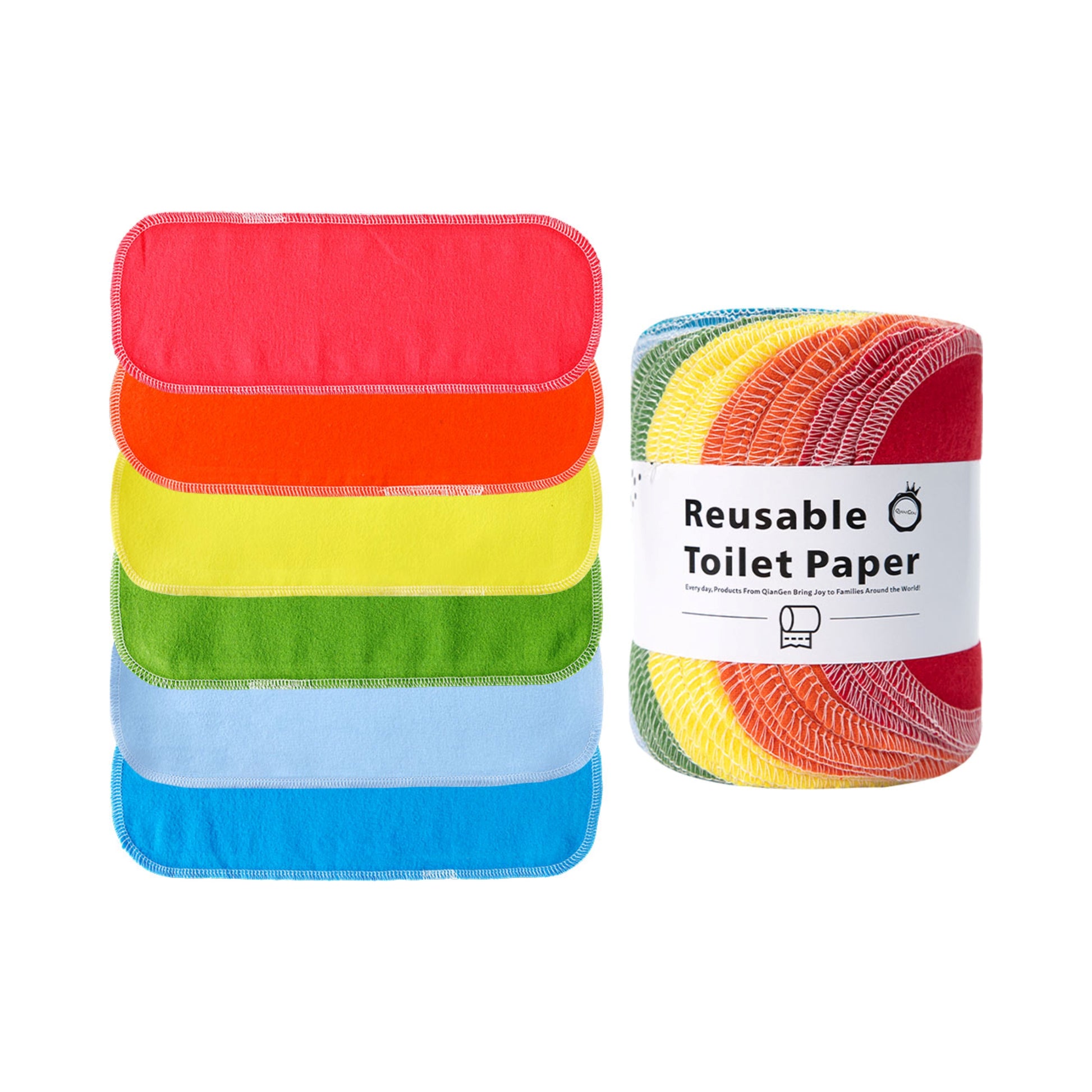 Rainbow colored reusable toilet paper roll for potty training kids bathroom