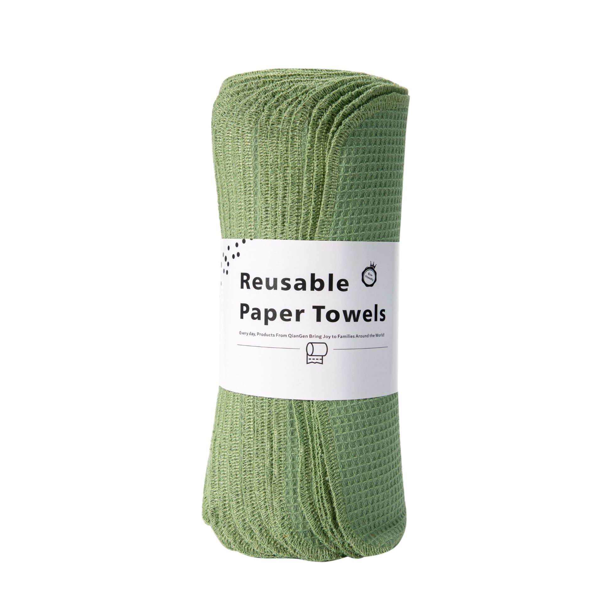 Slate green sage color waffle roll towels muted tone