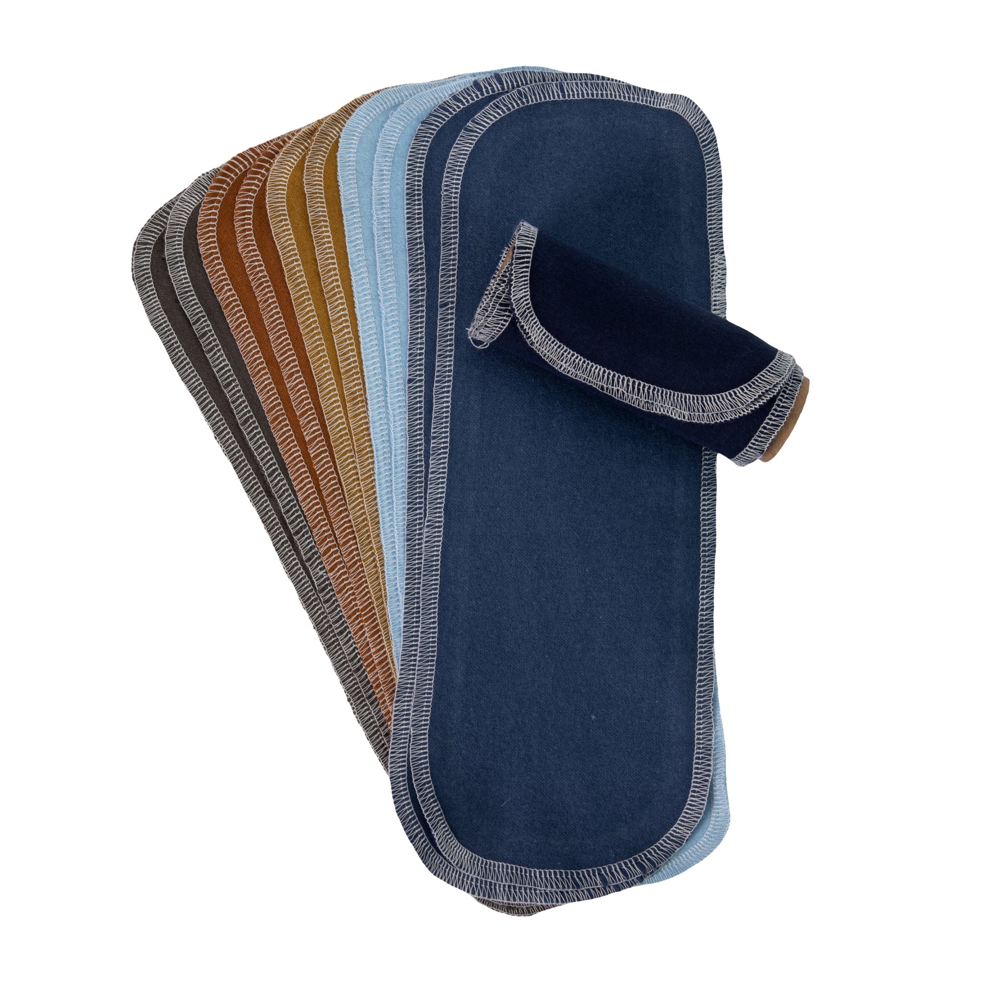 Fan display of soft blue cotton flannel toilet wipes ocean theme