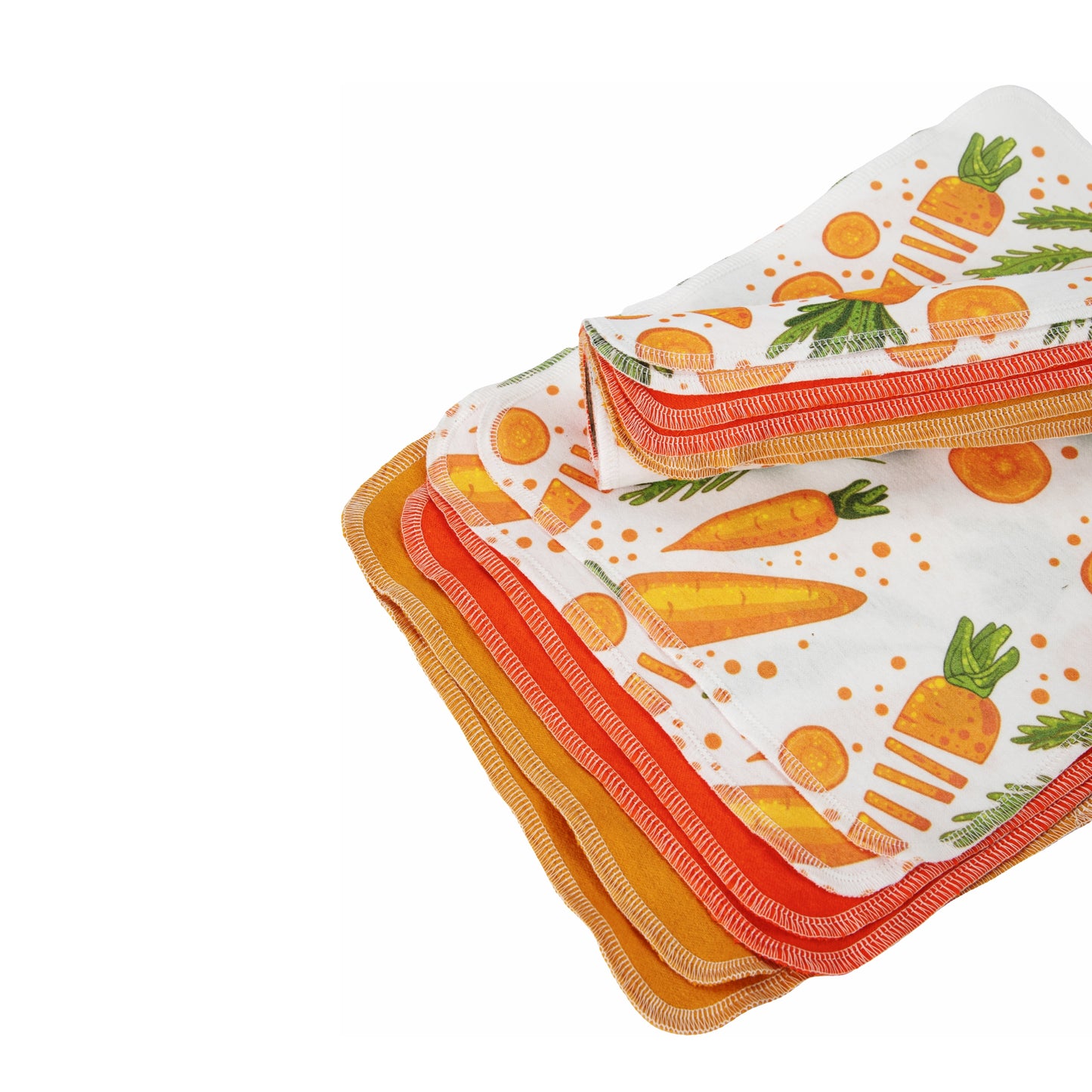 Carrot vegetable print cloth napkins flat lay Easter bunny theme