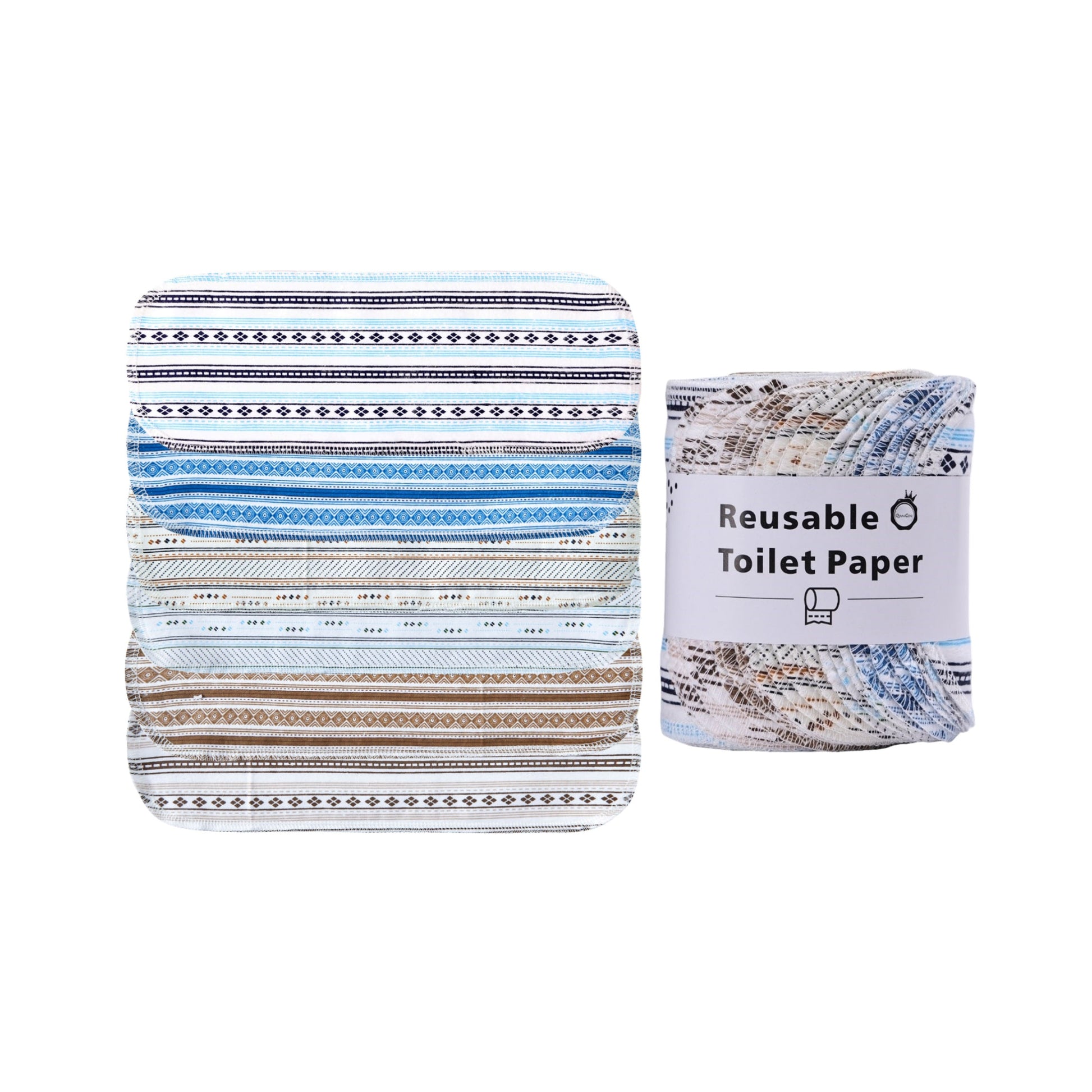 Stripes boho pattern reusable toilet paper roll vertical lines earth tone