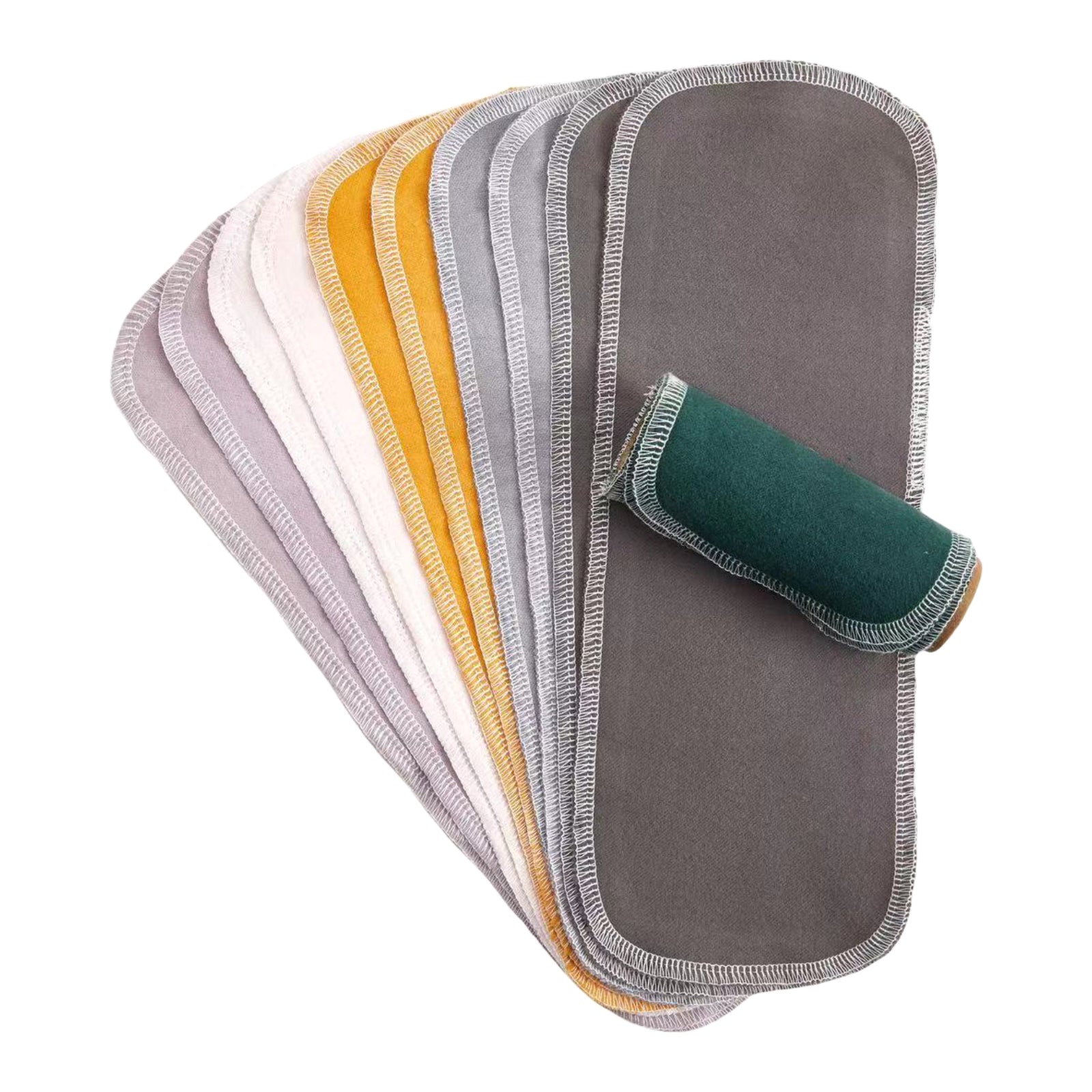 Fan stacked green and brown cotton flannel wipes sustainable living