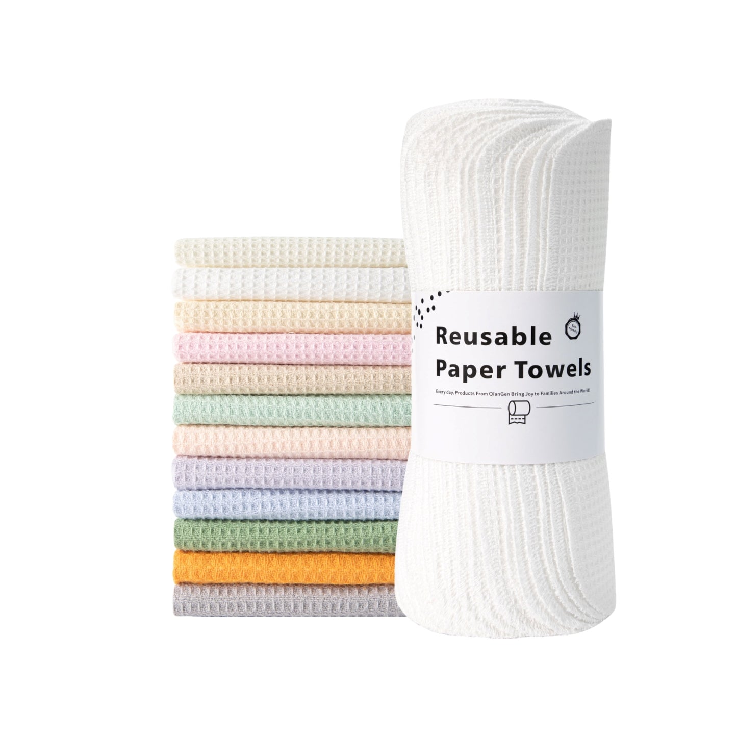 Kingen Home waffle weave reusable paper towels modern minimalist collection set neutral colors