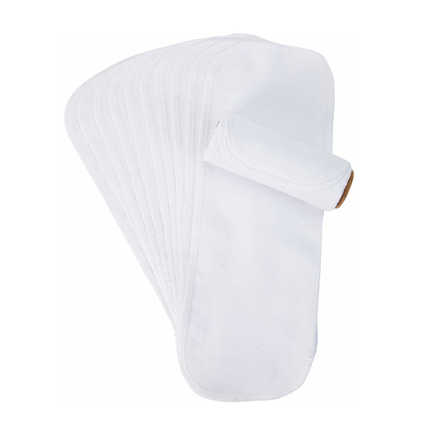 Close up fan display of soft white cotton flannel toilet cloths