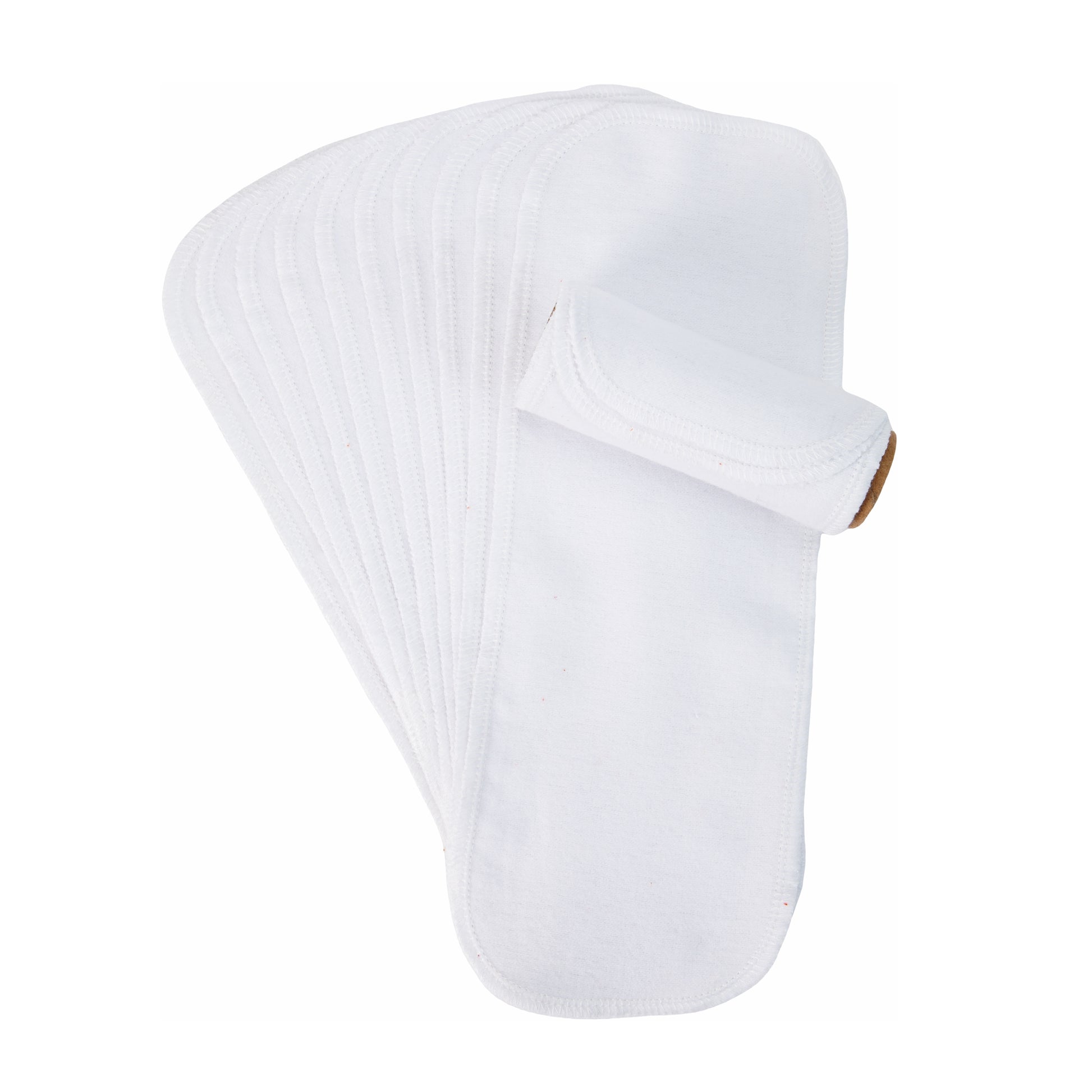Close up fan display of soft white cotton flannel toilet cloths